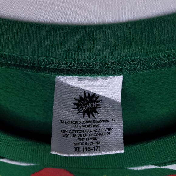 The Grinch Sweatshirt Womens XL Green, Red Fleece Light Up - Picture 10 of 11